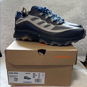 Merrell Moab Speed Men's Charcoal and Blue Shoes- New! Size 10